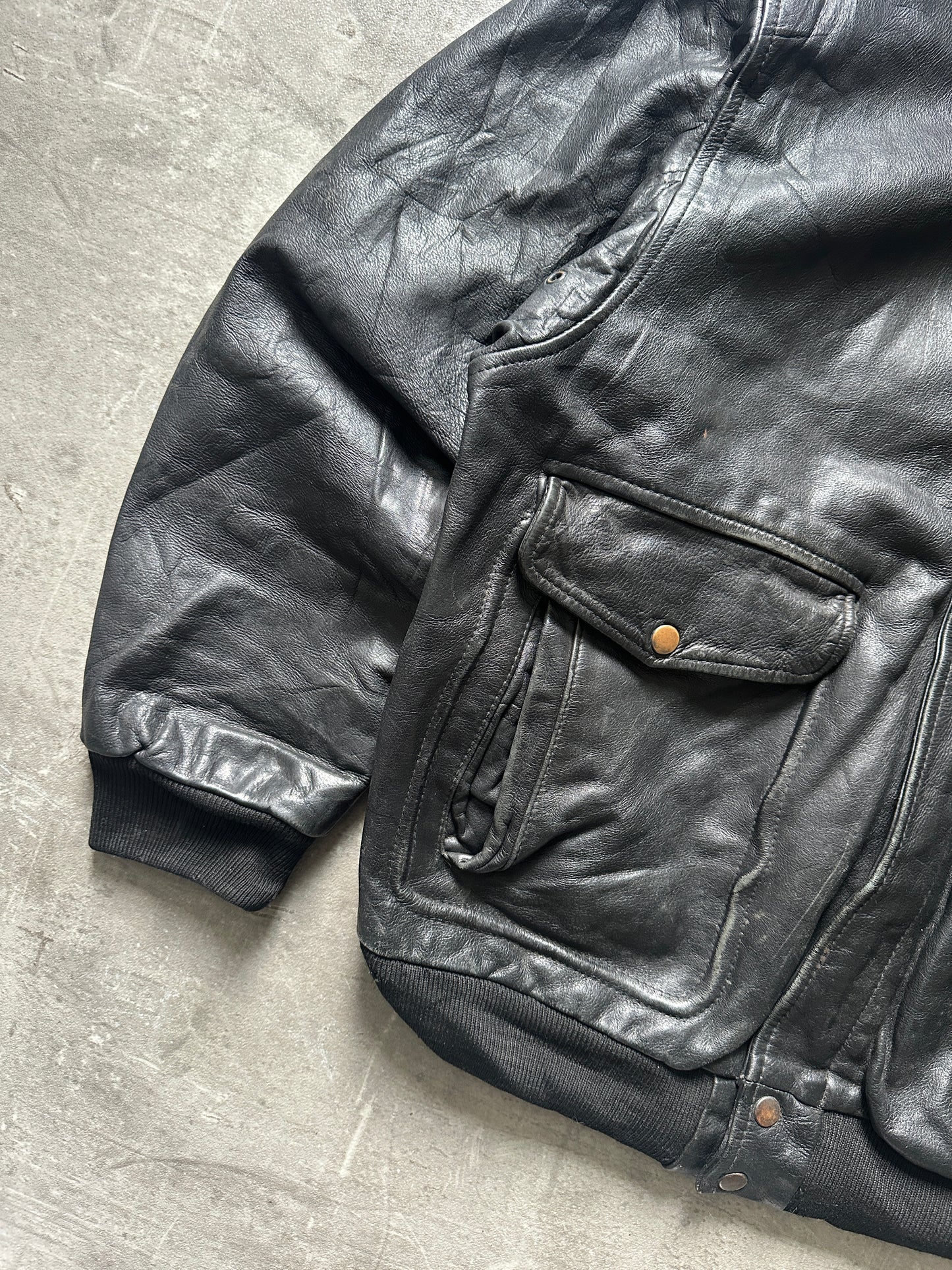 1980's VINTAGE LEATHER AVIATOR JACKET