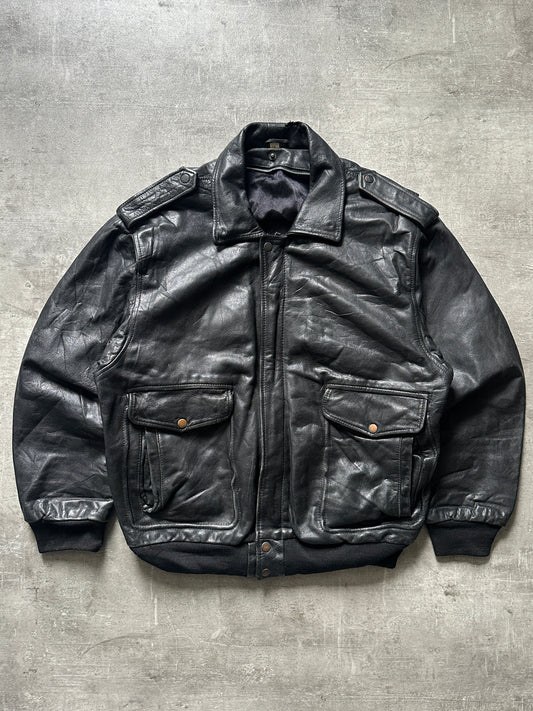1980's VINTAGE LEATHER AVIATOR JACKET
